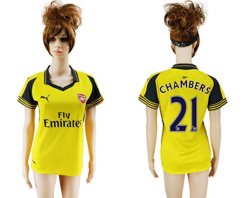 Women's Arsenal #21 Chambers Away Soccer Club Jersey - Click Image to Close